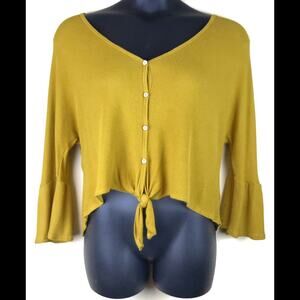 NEWBURY KUSTOM Mustard Bell Sleeved F Top Sz Small